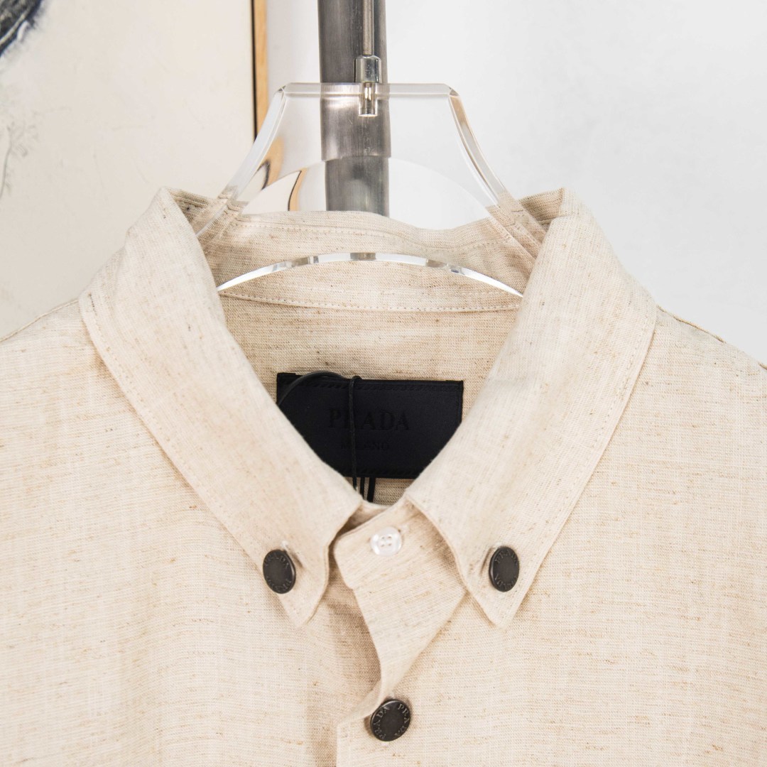PRADA Tencel Linen-Cotton Blend Shirt
