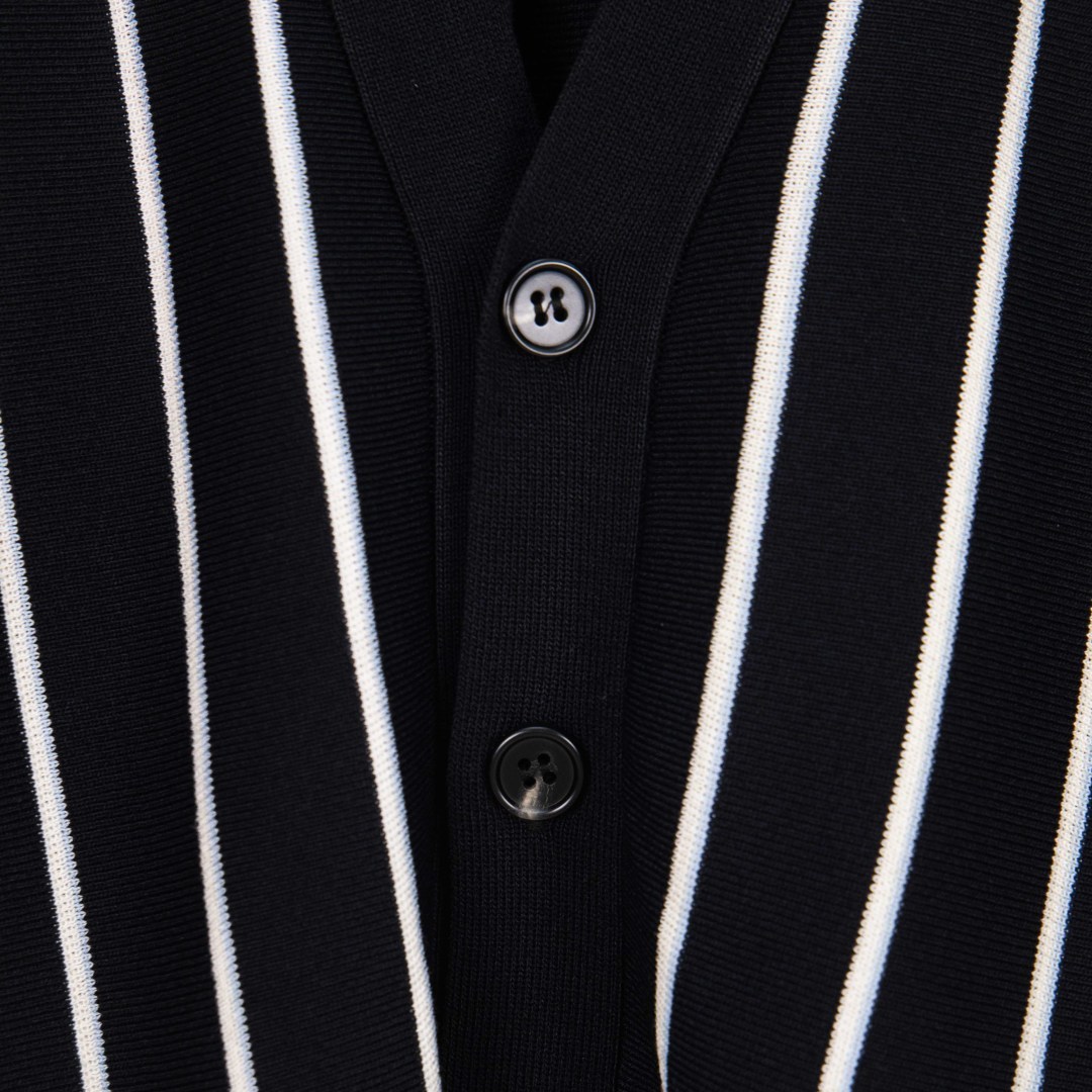 PRADA Striped Jacquard Embroidered Cardigan
