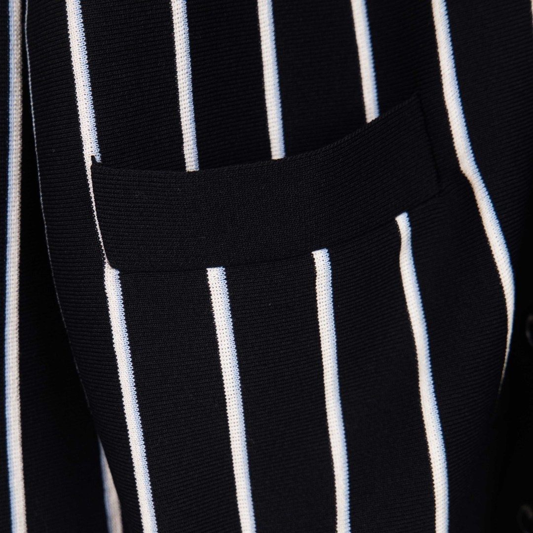 PRADA Striped Jacquard Embroidered Cardigan