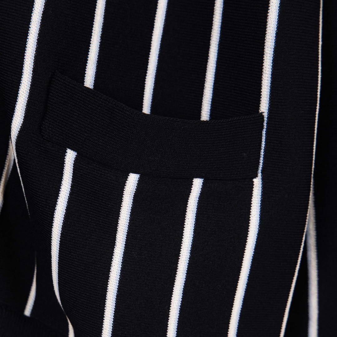 PRADA Striped Jacquard Embroidered Cardigan