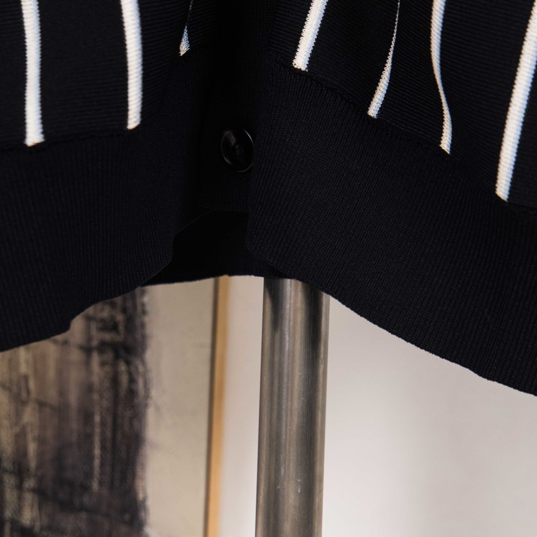 PRADA Striped Jacquard Embroidered Cardigan