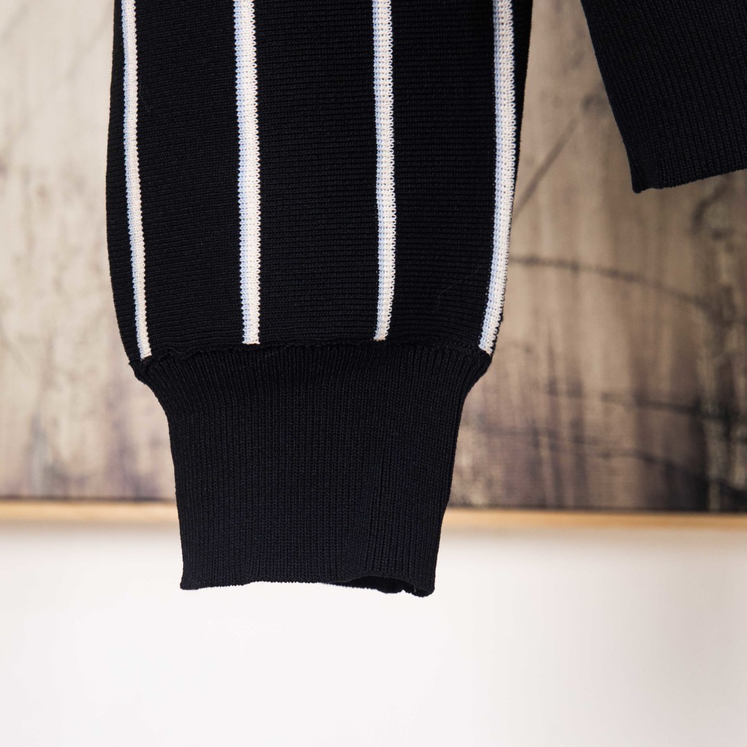 PRADA Striped Jacquard Embroidered Cardigan