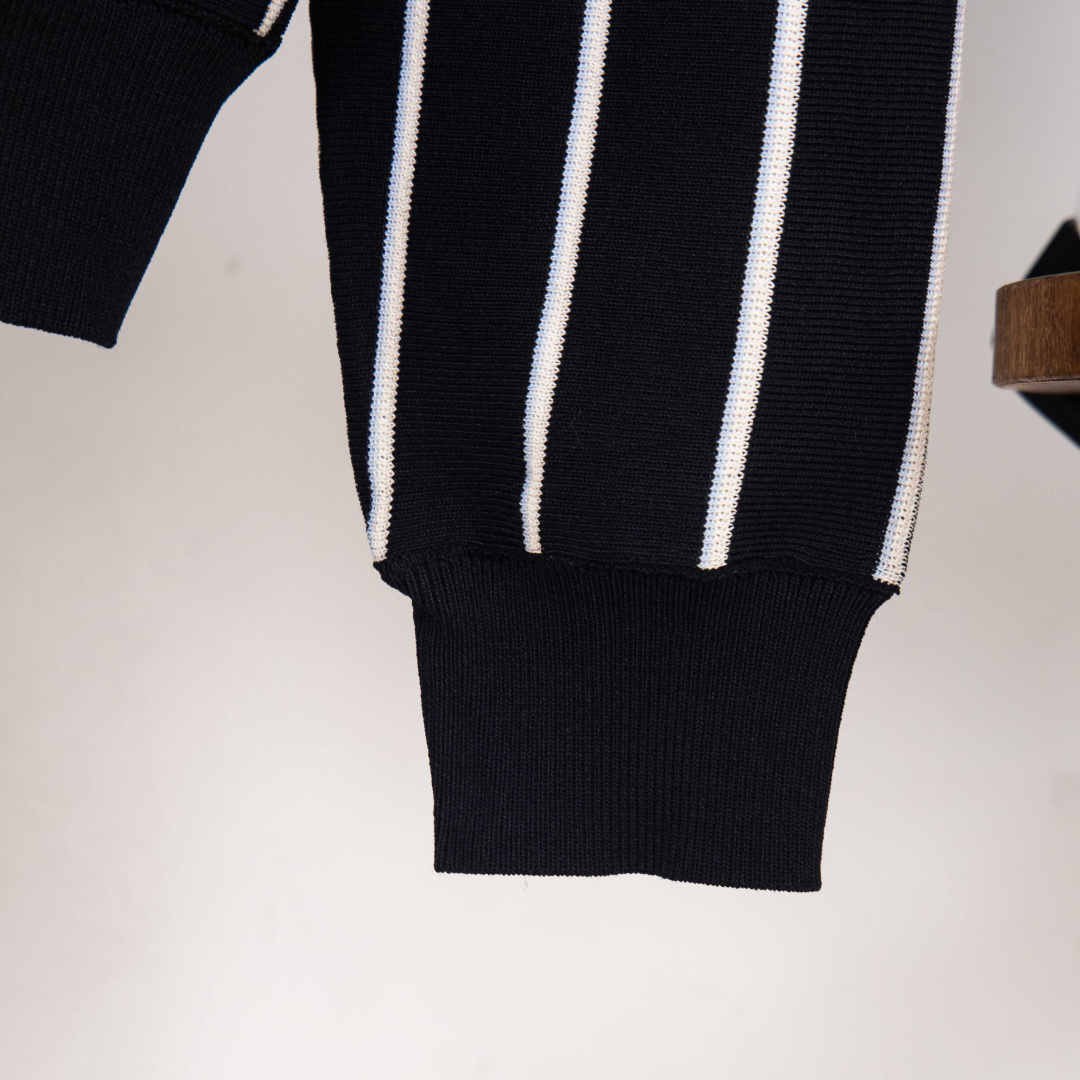 PRADA Striped Jacquard Embroidered Cardigan