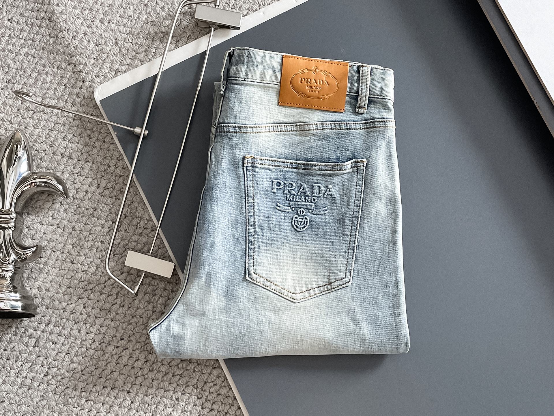 Prada 25SS Fall/Winter New Arrival Washed Denim Jeans