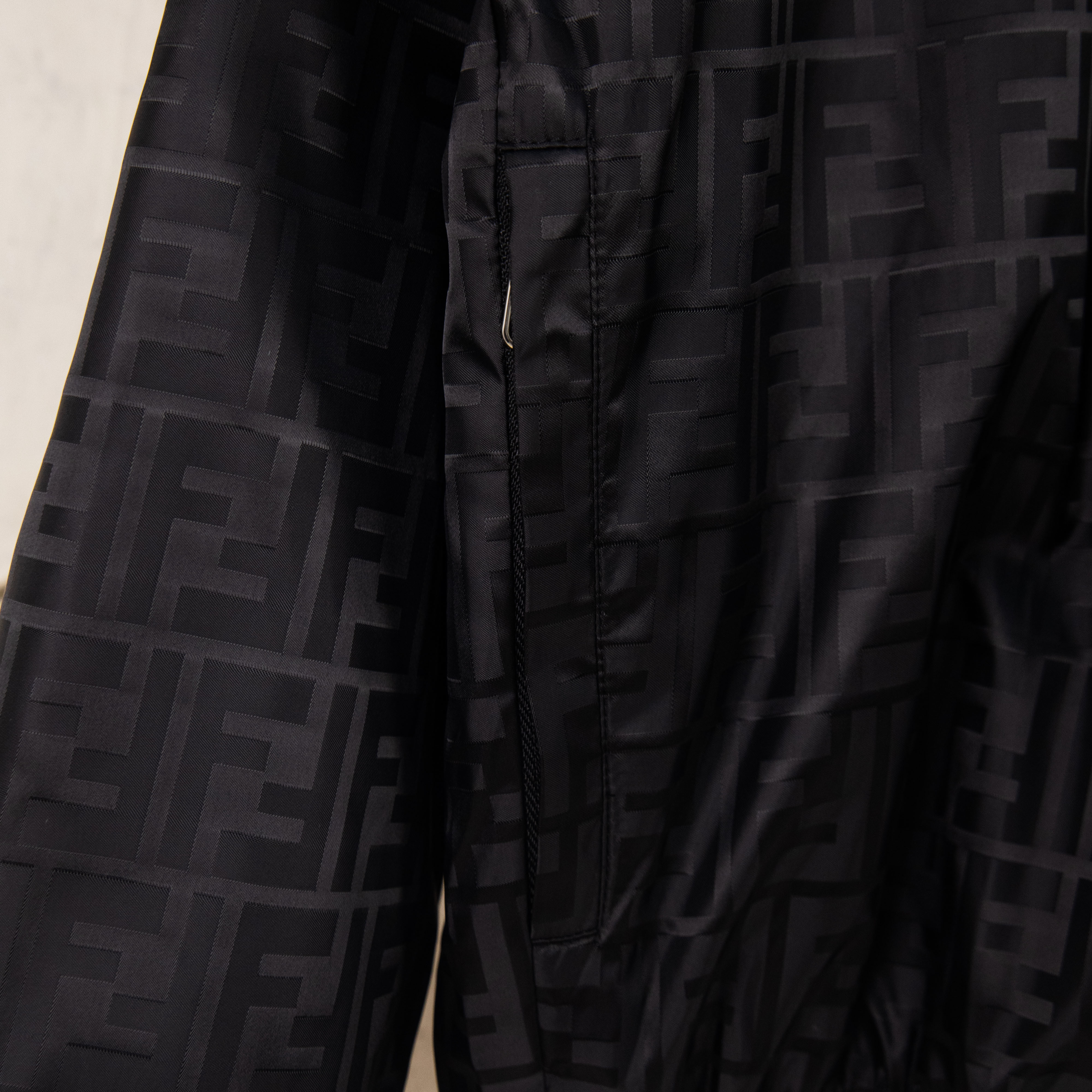 FENDI All-Over Jacquard High-Neck Cotton Jacket with Zipper