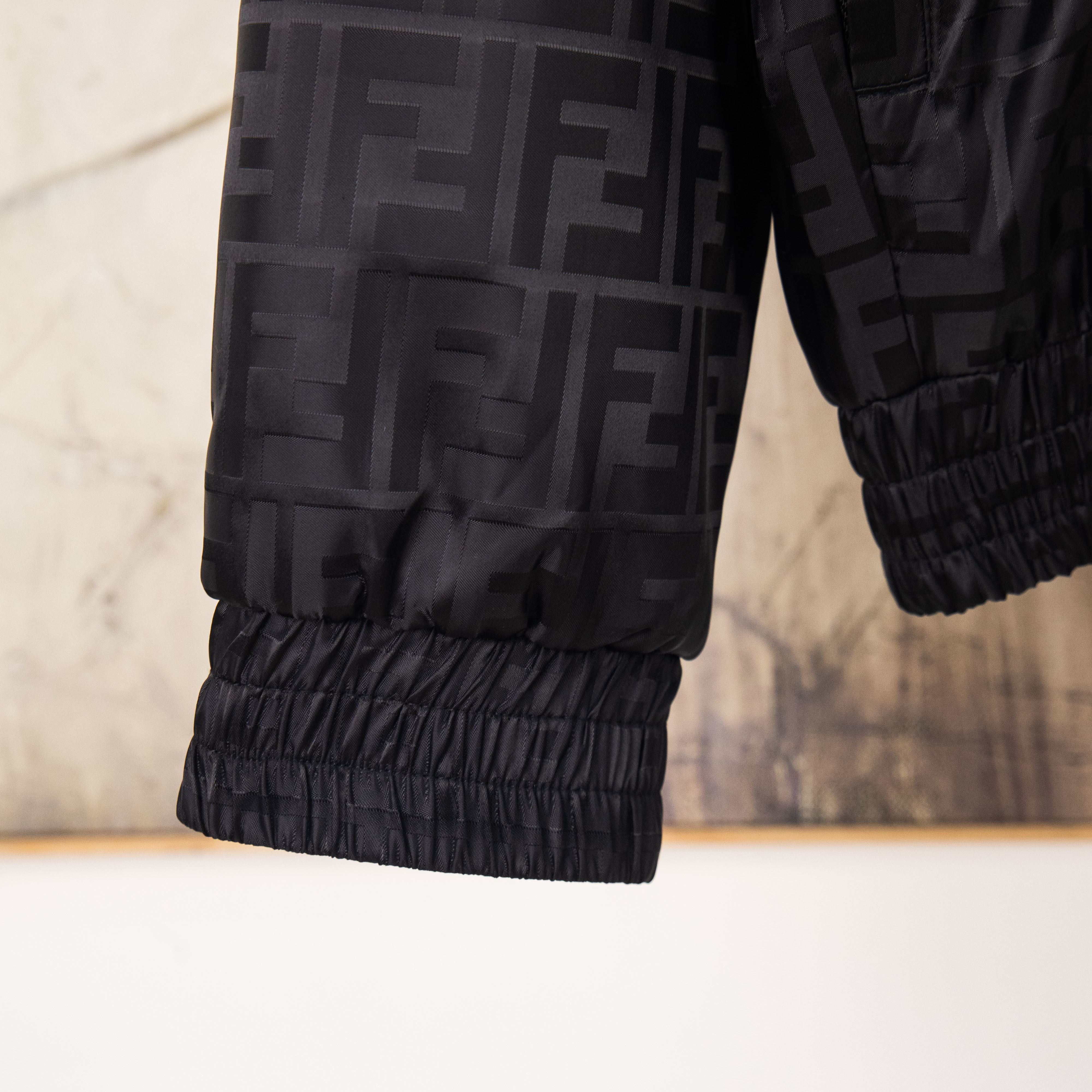 FENDI All-Over Jacquard High-Neck Cotton Jacket with Zipper