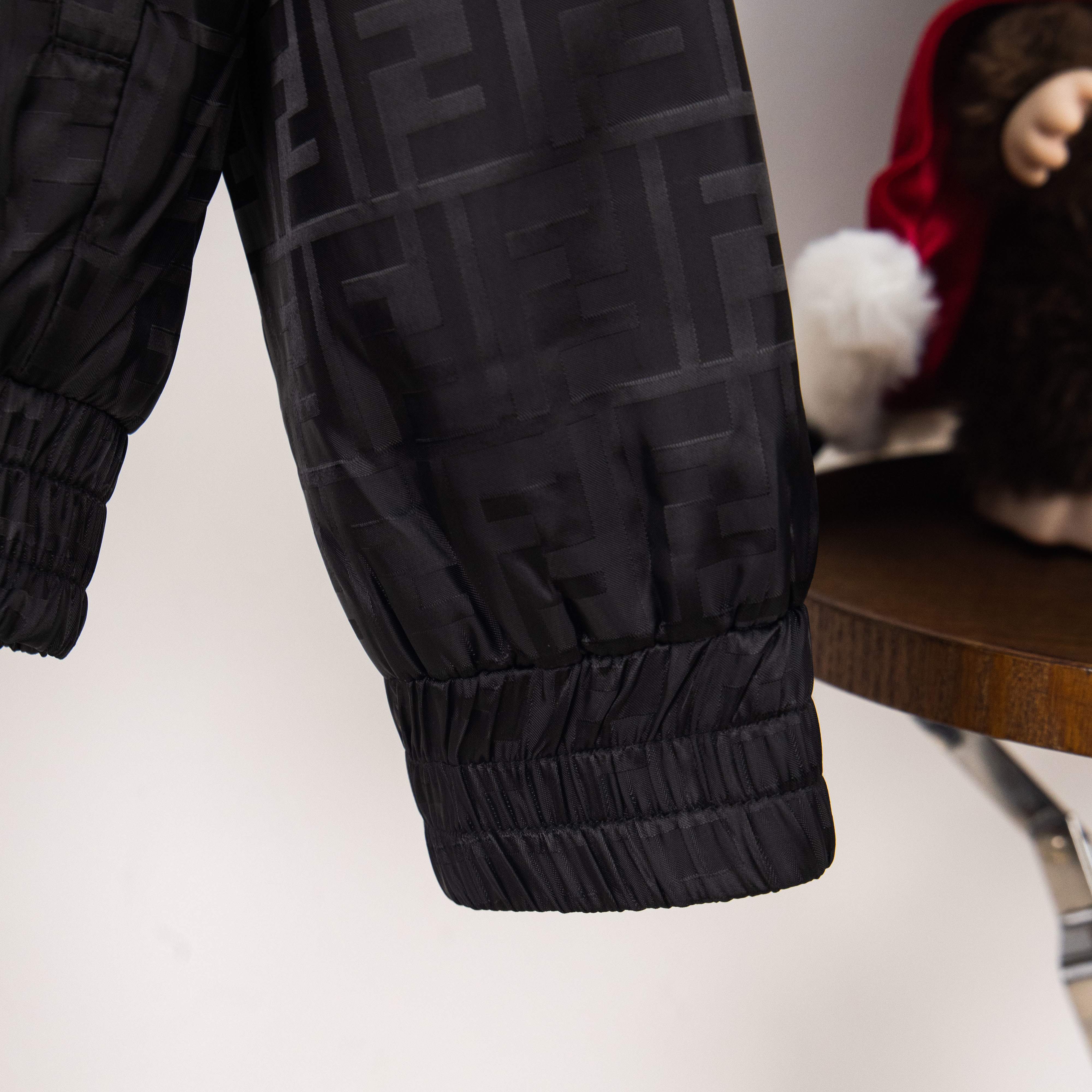 FENDI All-Over Jacquard High-Neck Cotton Jacket with Zipper