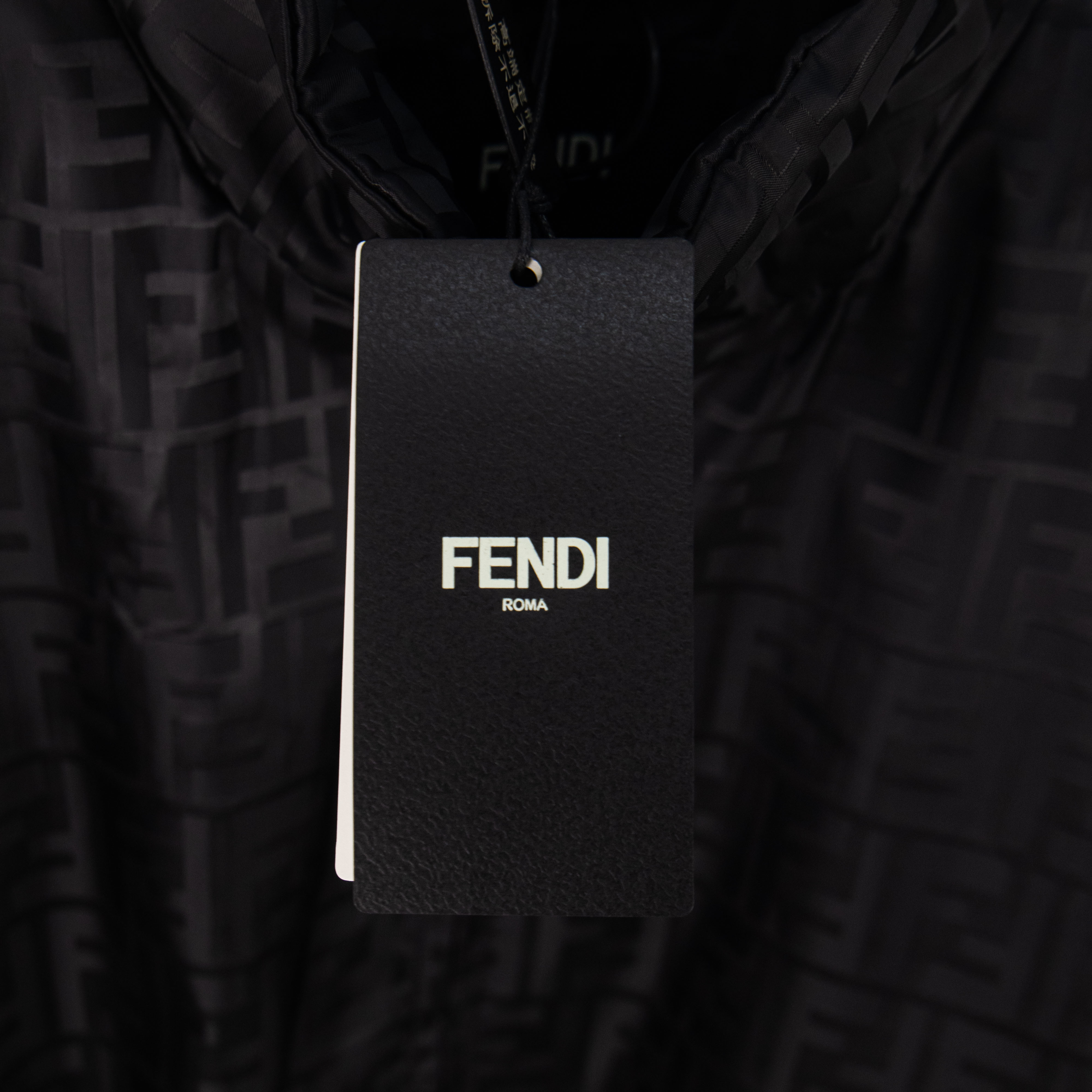 FENDI All-Over Jacquard High-Neck Cotton Jacket with Zipper