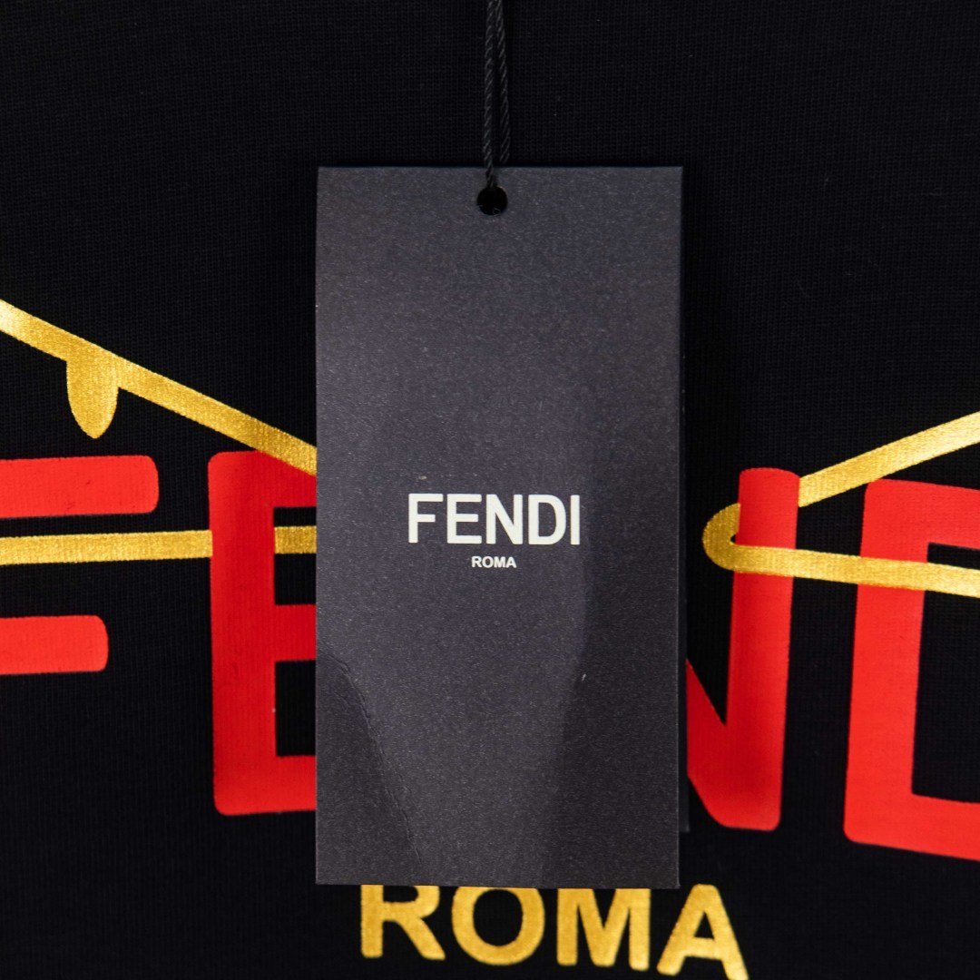 Fendi 2025 Spring/Summer New  Letter Logo Oversized Slim-Fit Casual Crew Neck Short-Sleeve T-Shirt