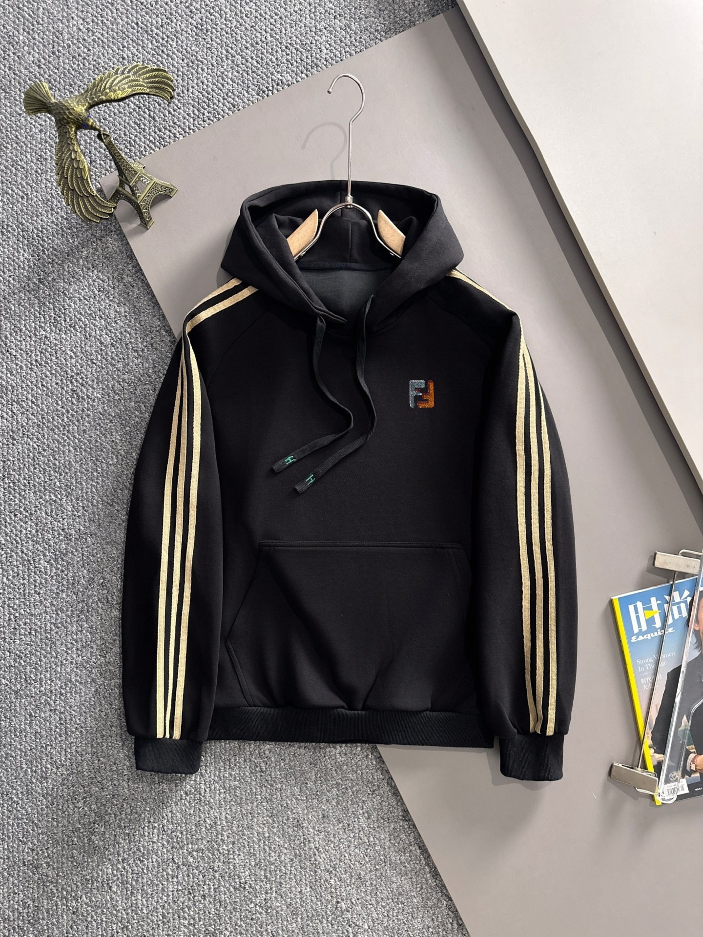 Fendi 2025 Long-Sleeve Hooded Sweatshirt 