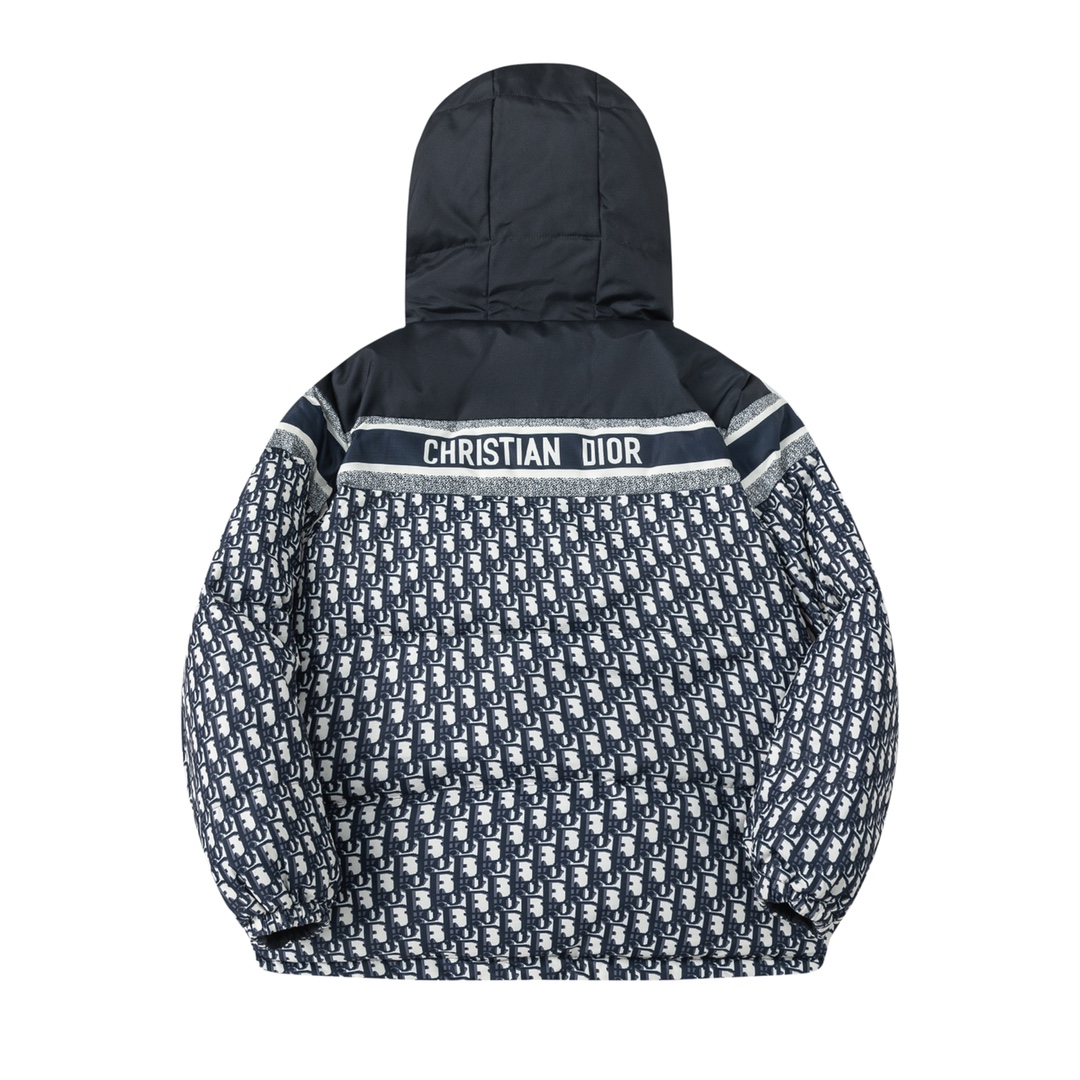 Dior Classic All-Over Print Double-Sided Reversible Hooded Down Jacket