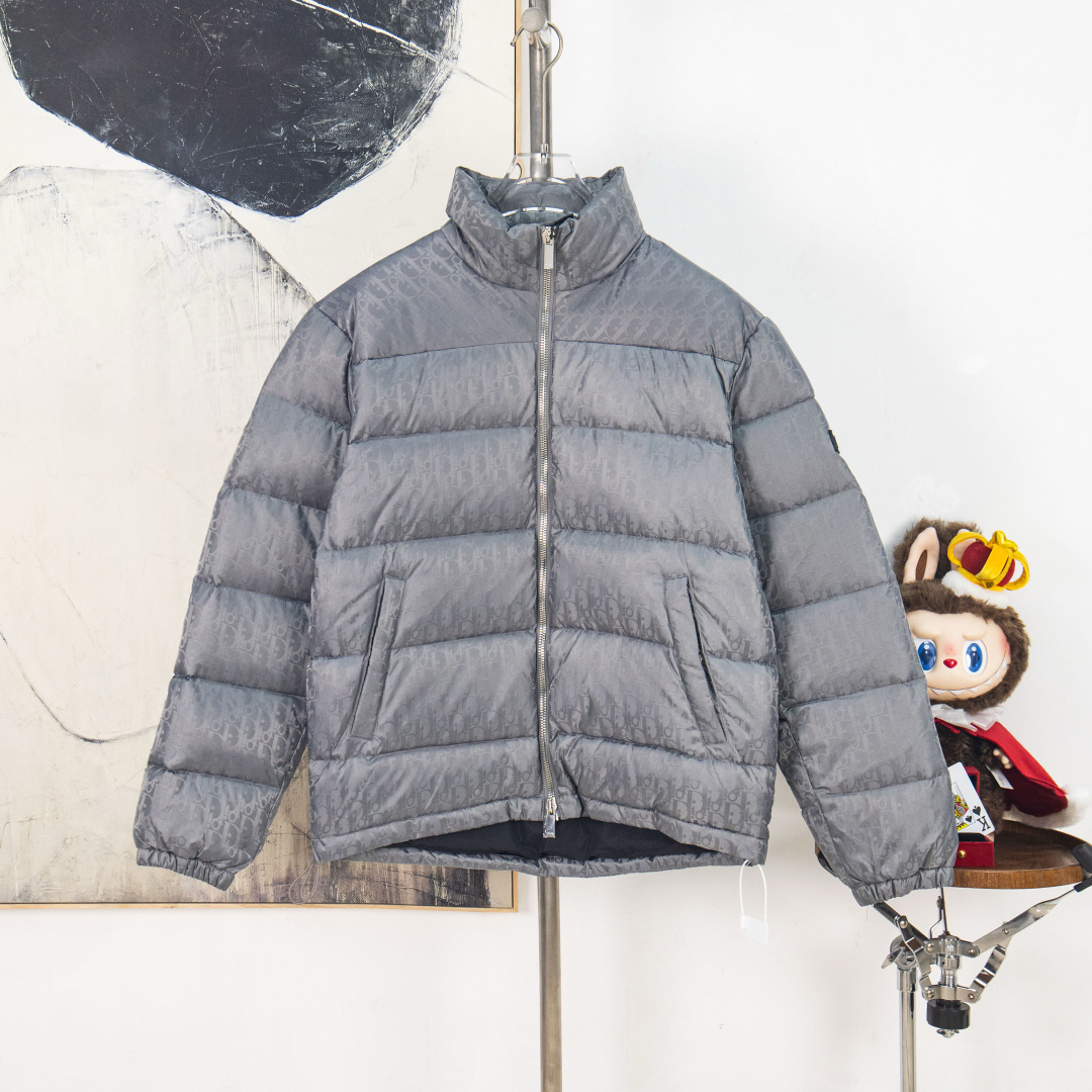 Dior Fall/Winter Oblique Monogram Quilted Collar Down Jacket