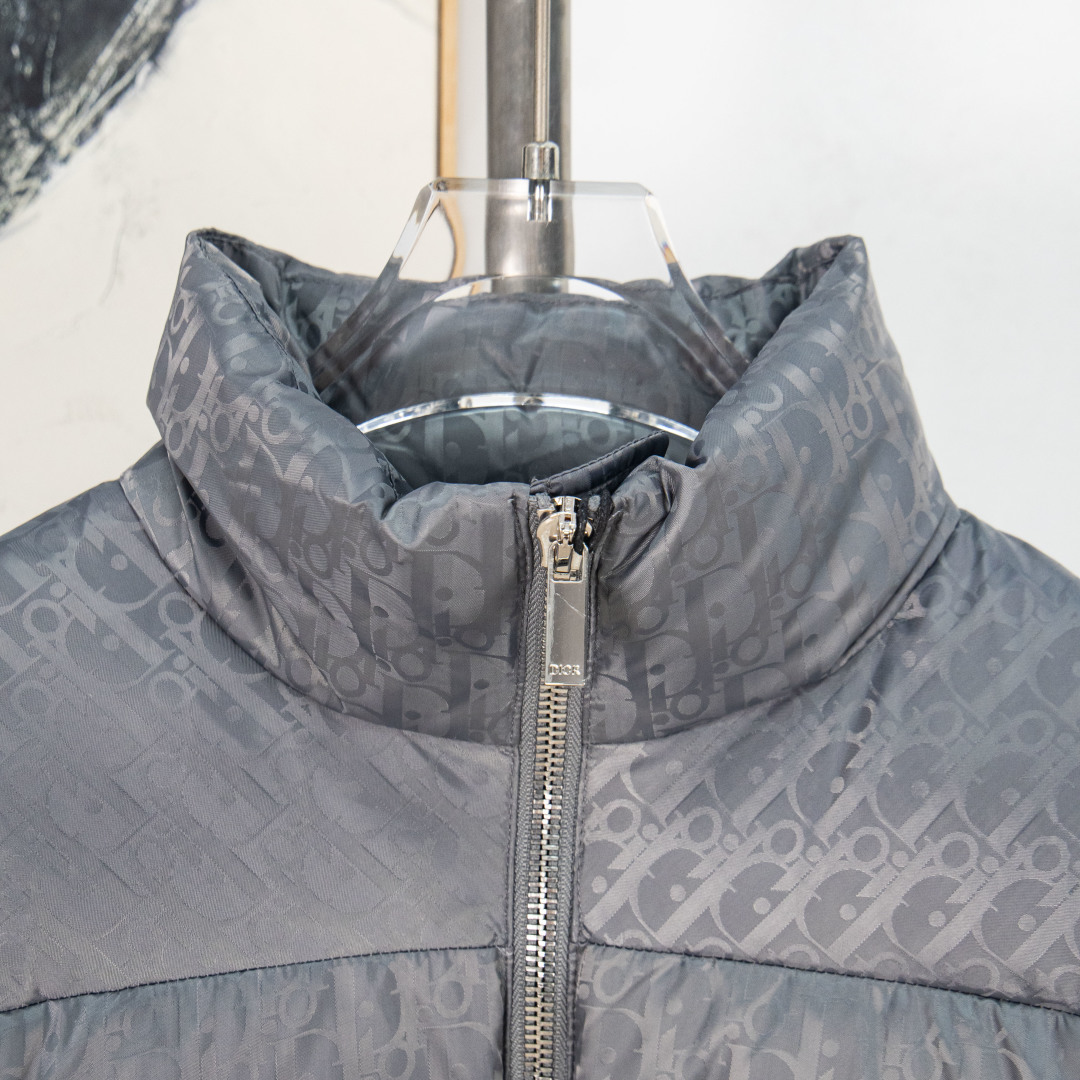 Dior Fall/Winter Oblique Monogram Quilted Collar Down Jacket