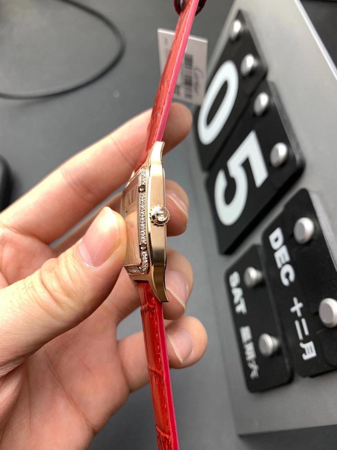 Cartier Santos de Cartier 35mm Rose Gold Diamond Bezel