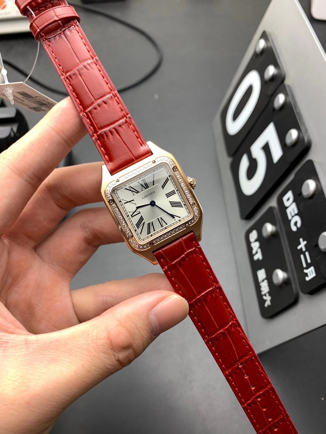 Cartier Santos de Cartier 35mm Rose Gold Diamond Bezel