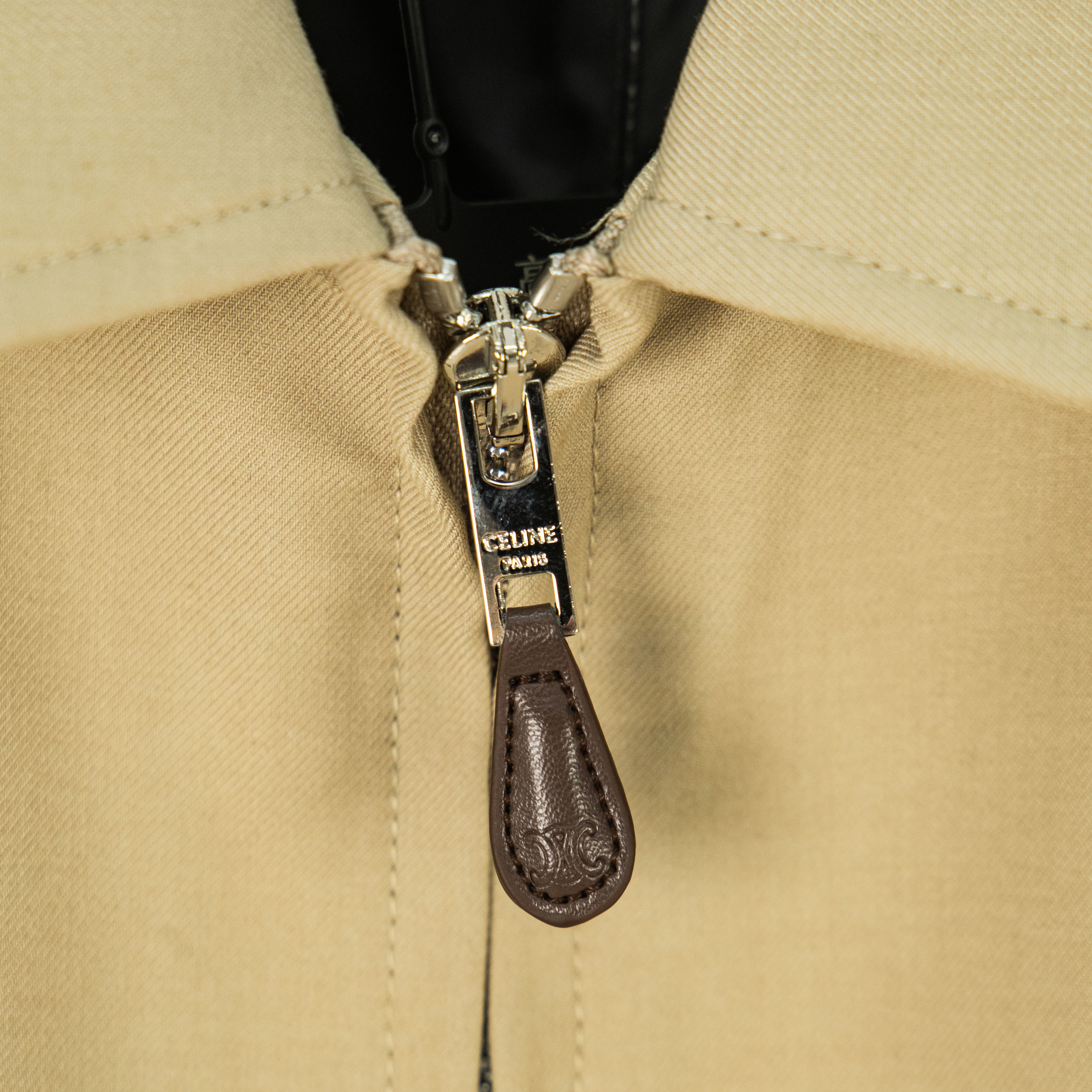 CELINE Embroidered Arc de Triomphe Zipper Lapel Jacket