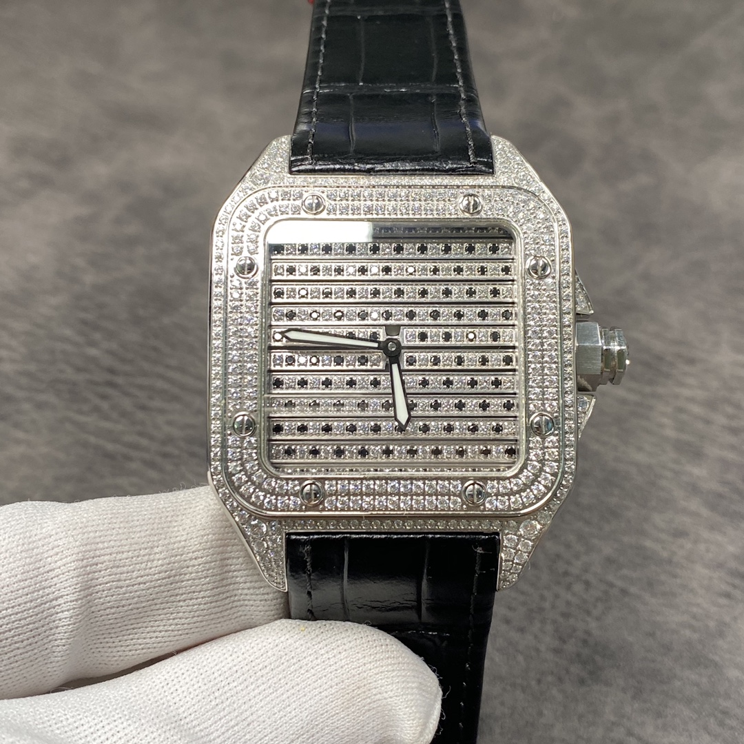 Cartier Santos de Cartier WM505914 45mm Rose Gold & Diamond Bezel Tri-Face Customizable Dial