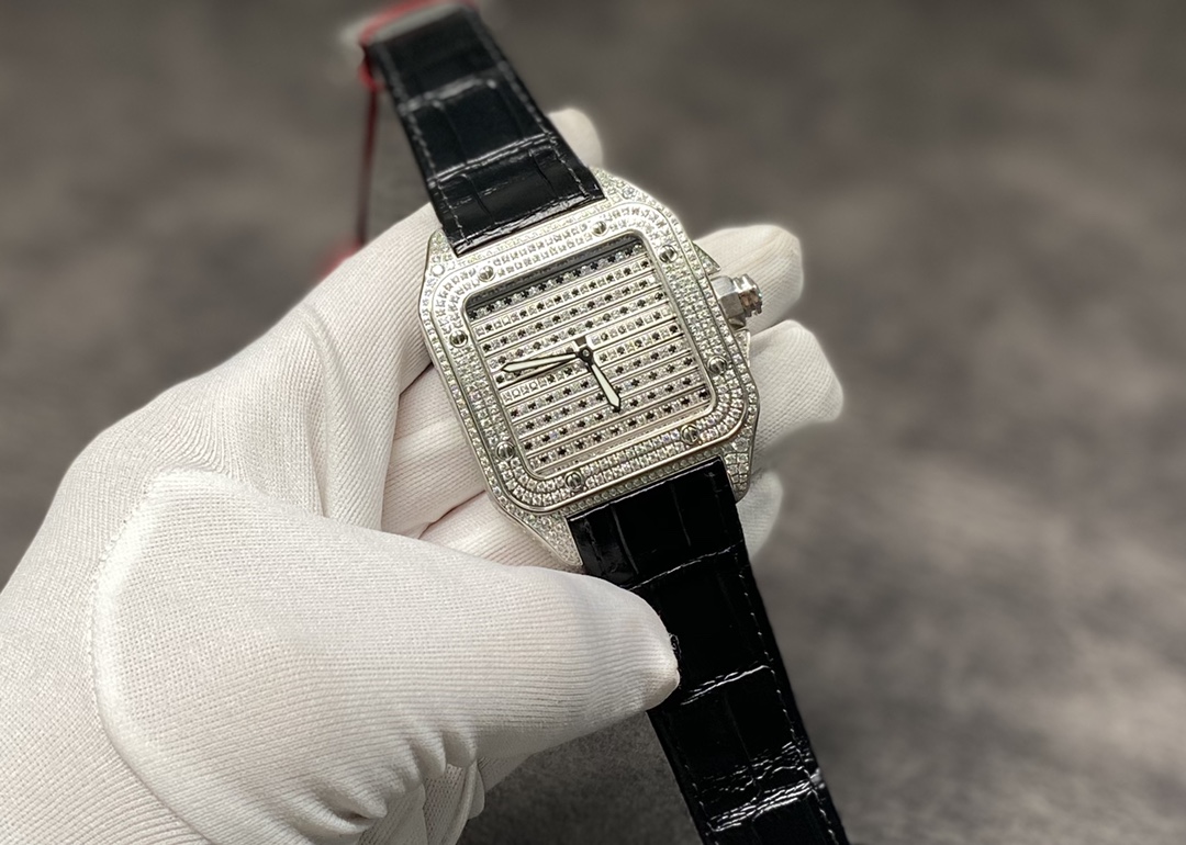 Cartier Santos de Cartier WM505914 45mm Rose Gold & Diamond Bezel Tri-Face Customizable Dial