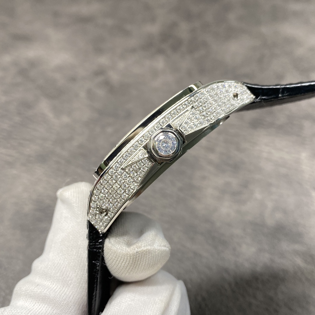 Cartier Santos de Cartier WM505914 45mm Rose Gold & Diamond Bezel Tri-Face Customizable Dial