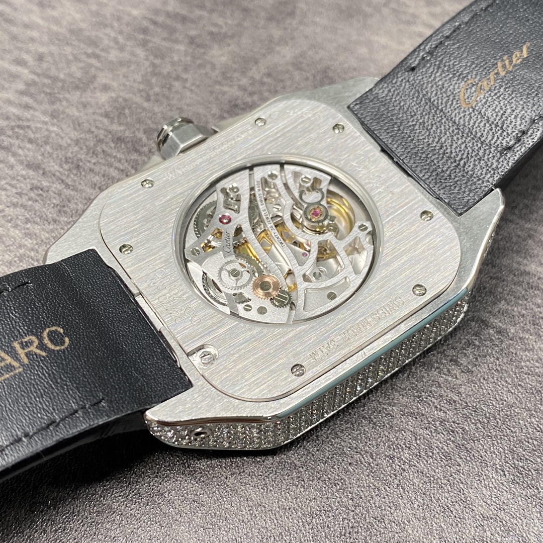 Cartier Santos de Cartier WM505914 45mm Rose Gold & Diamond Bezel Tri-Face Customizable Dial