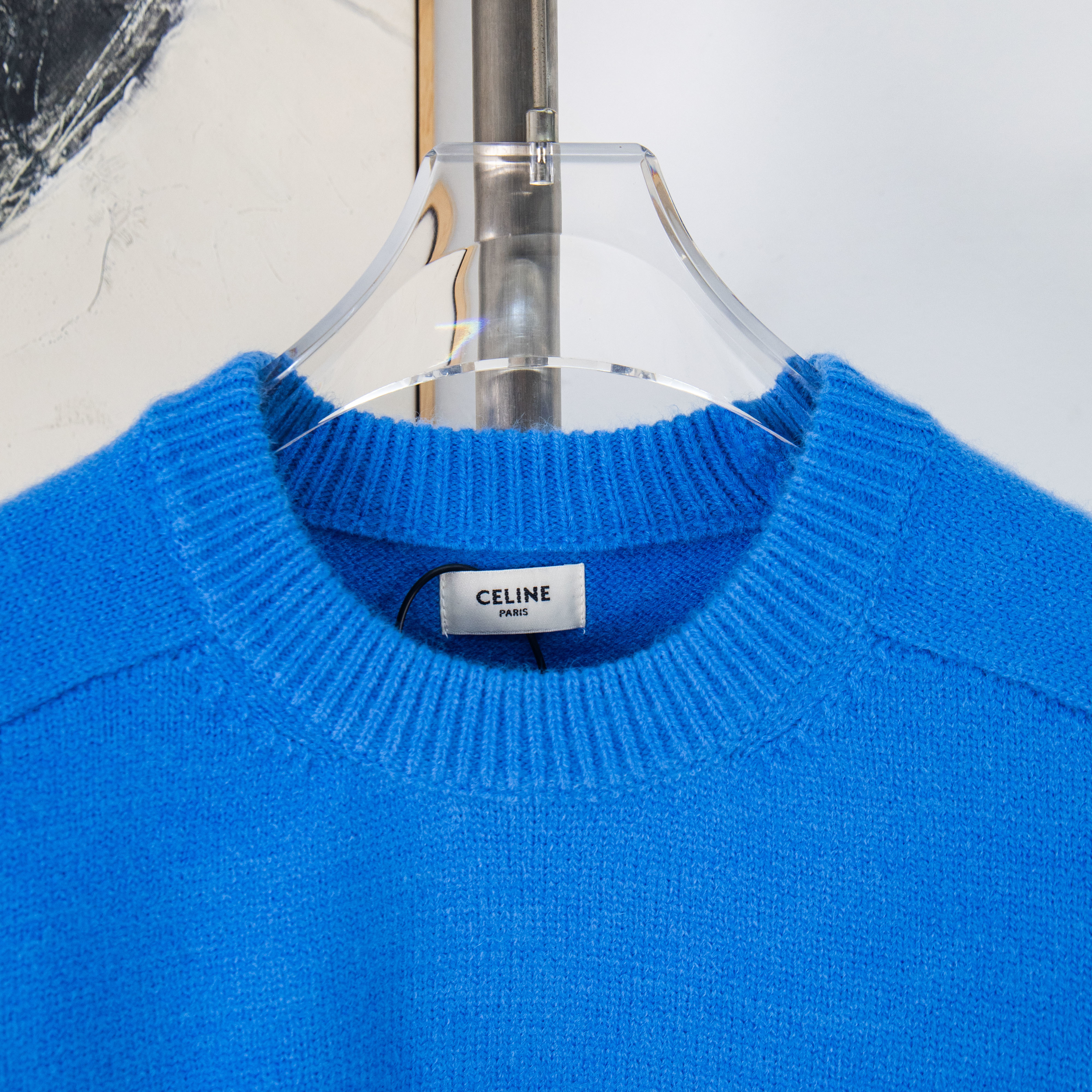 CELINE Triumphal Arch Embroidered Logo Knit Sweater