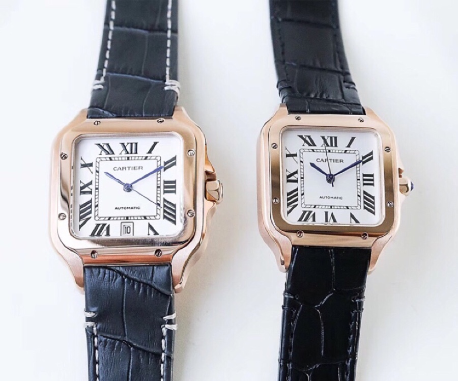 Cartier Santos de Cartier WSSA0009 - 47.5x39.8mm (Men‘s) & 41.8x35mm (Women’s) - Stainless Steel with Blue Hands and Synthetic Spinel