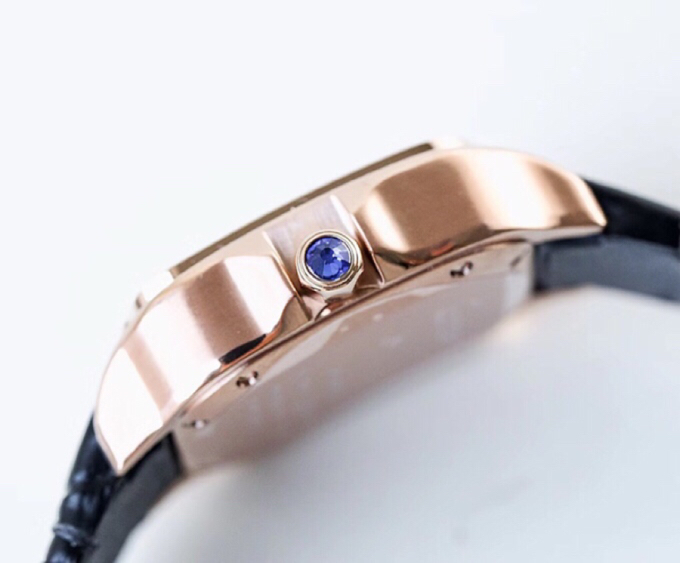 Cartier Santos de Cartier WSSA0009 - 47.5x39.8mm (Men‘s) & 41.8x35mm (Women’s) - Stainless Steel with Blue Hands and Synthetic Spinel