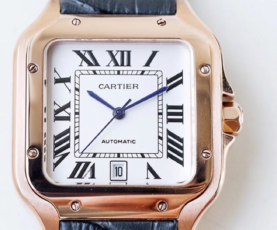 Cartier Santos de Cartier WSSA0009 - 47.5x39.8mm (Men‘s) & 41.8x35mm (Women’s) - Stainless Steel with Blue Hands and Synthetic Spinel