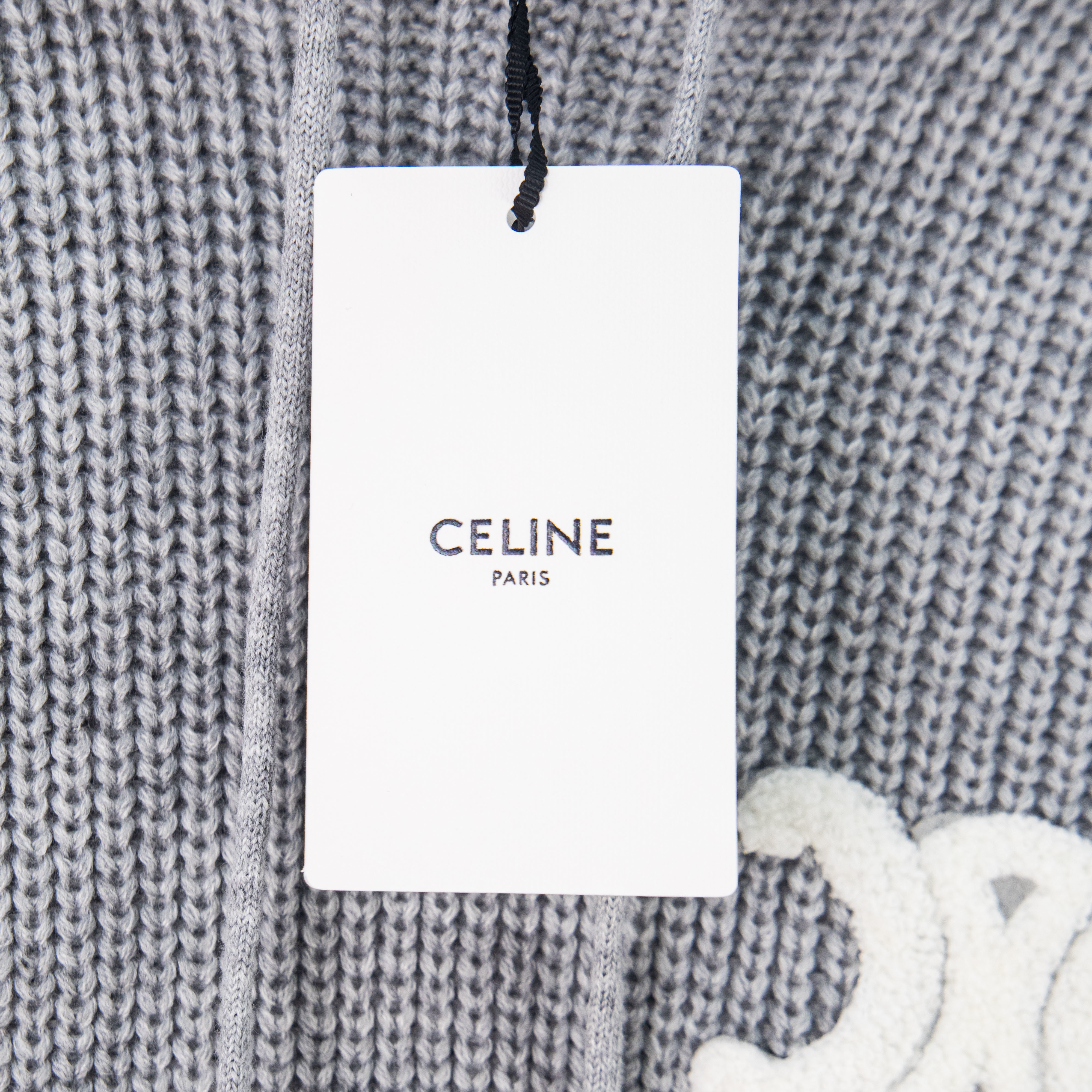 CELINE Embroidered Logo Knit Hoodie