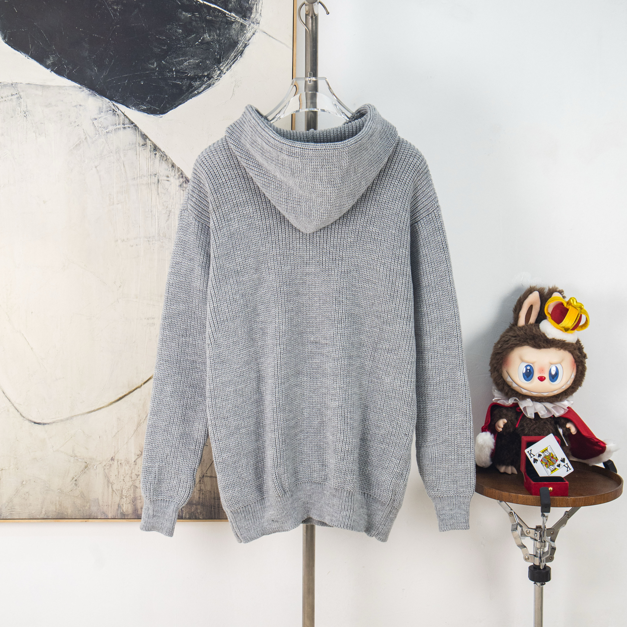 CELINE Embroidered Logo Knit Hoodie