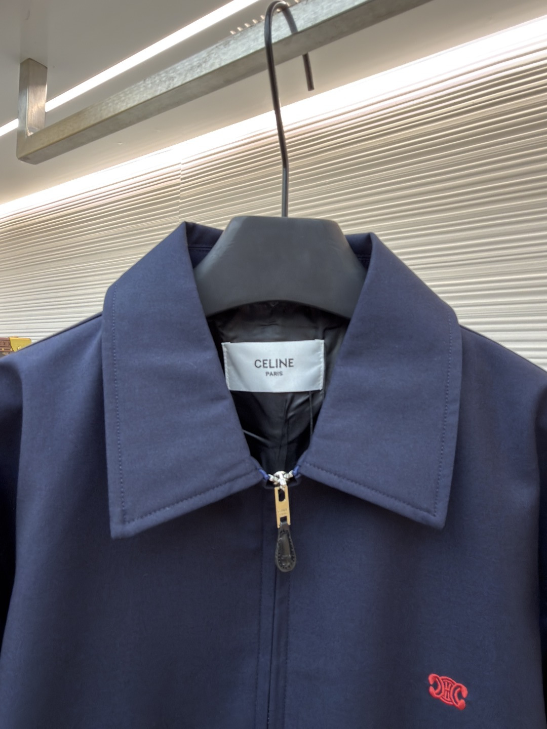 Celine Embroidered Arc de Triomphe Zipper Lapel Jacket