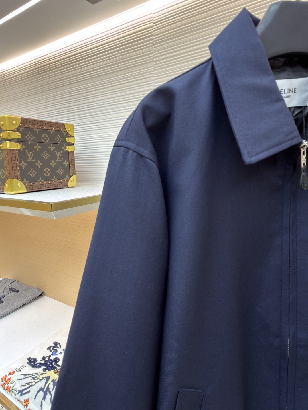 Celine Embroidered Arc de Triomphe Zipper Lapel Jacket