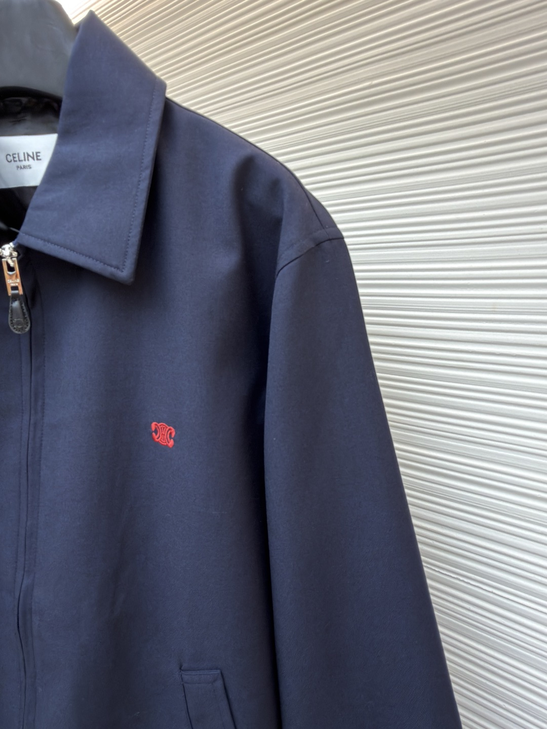 Celine Embroidered Arc de Triomphe Zipper Lapel Jacket