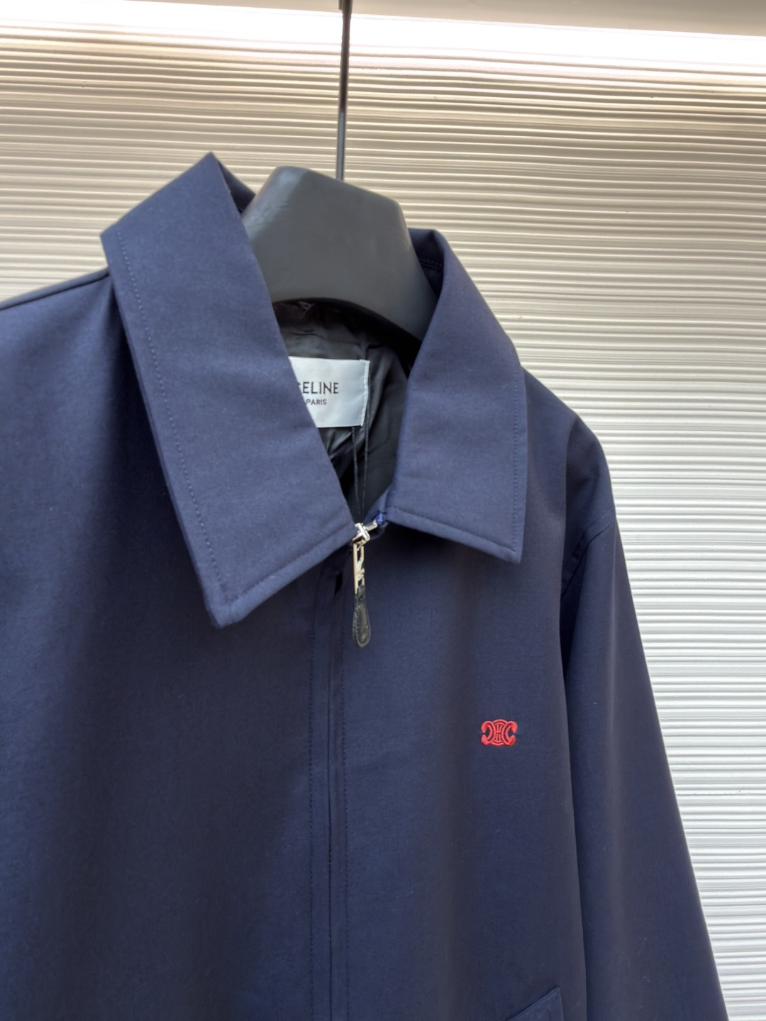 Celine Embroidered Arc de Triomphe Zipper Lapel Jacket