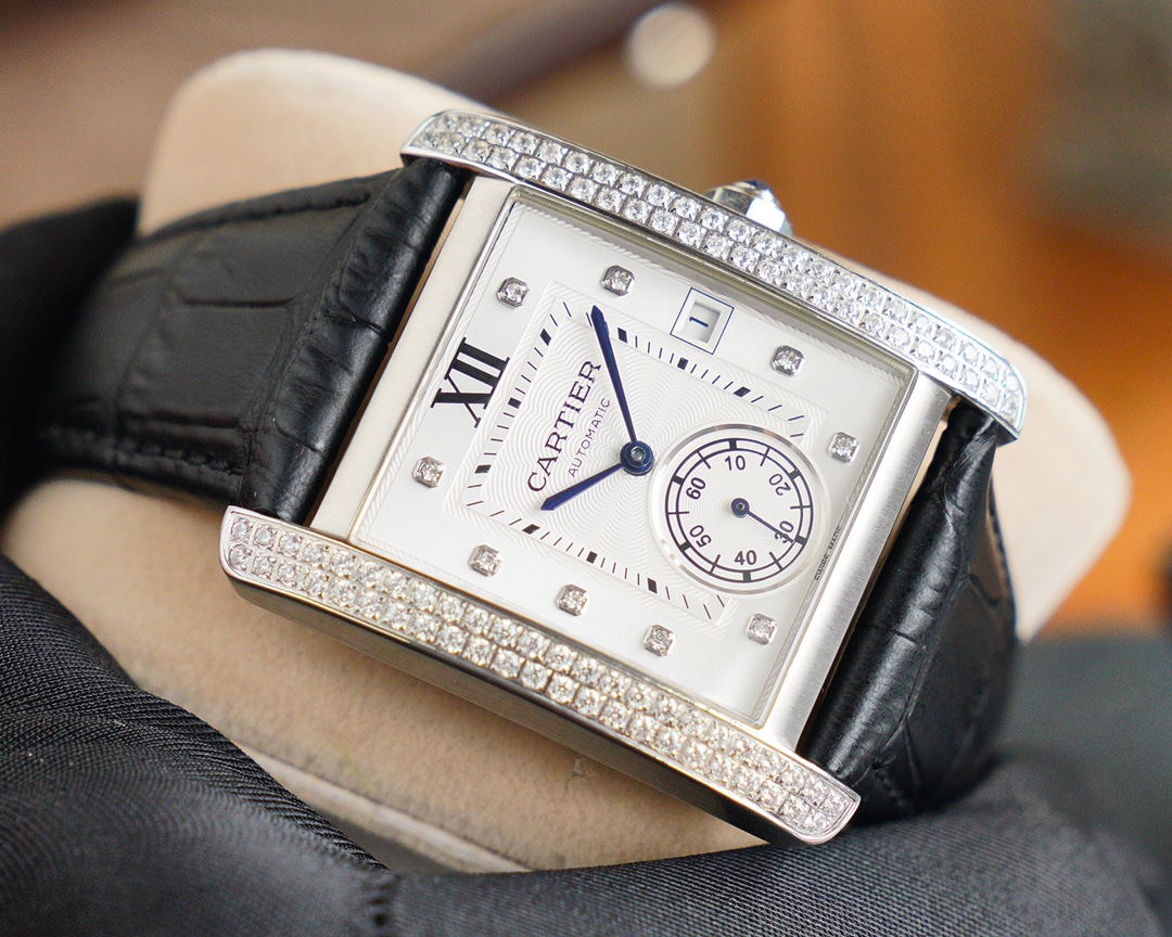 Cartier Tank Anglaise Medium Model 3028 - 34x44mm - Automatic with Date & Small Seconds 中文对照: 卡