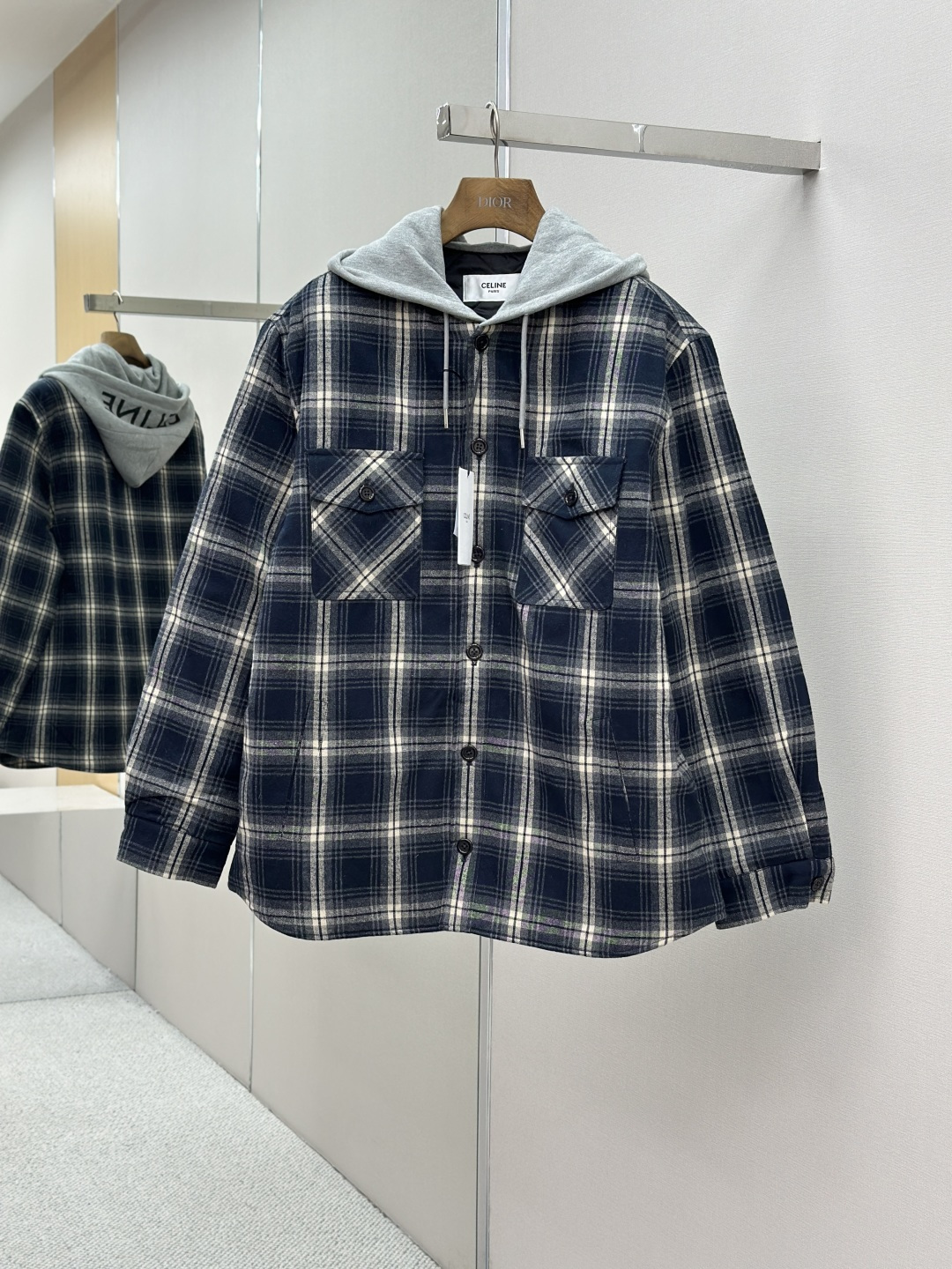 CELINE  Fall/Winter 2025 Checked Cashmere Hooded Jacket
