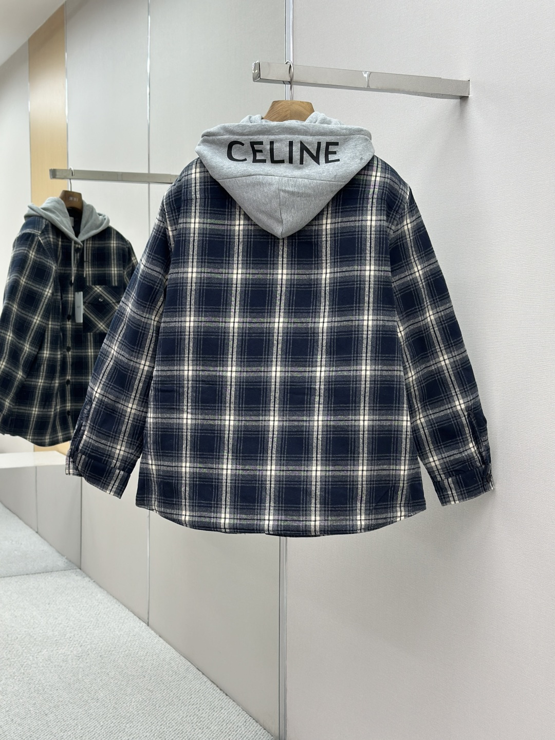 CELINE  Fall/Winter 2025 Checked Cashmere Hooded Jacket