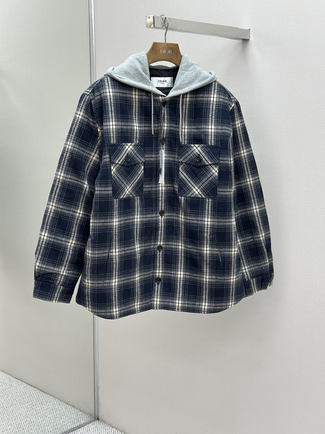CELINE  Fall/Winter 2025 Checked Cashmere Hooded Jacket
