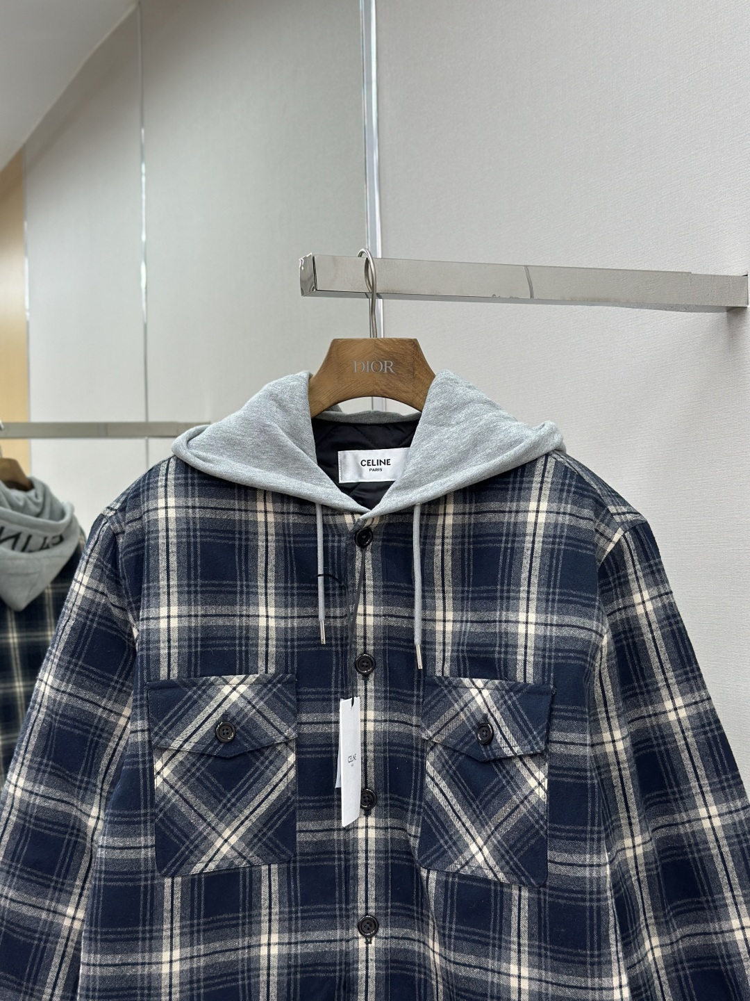 CELINE  Fall/Winter 2025 Checked Cashmere Hooded Jacket