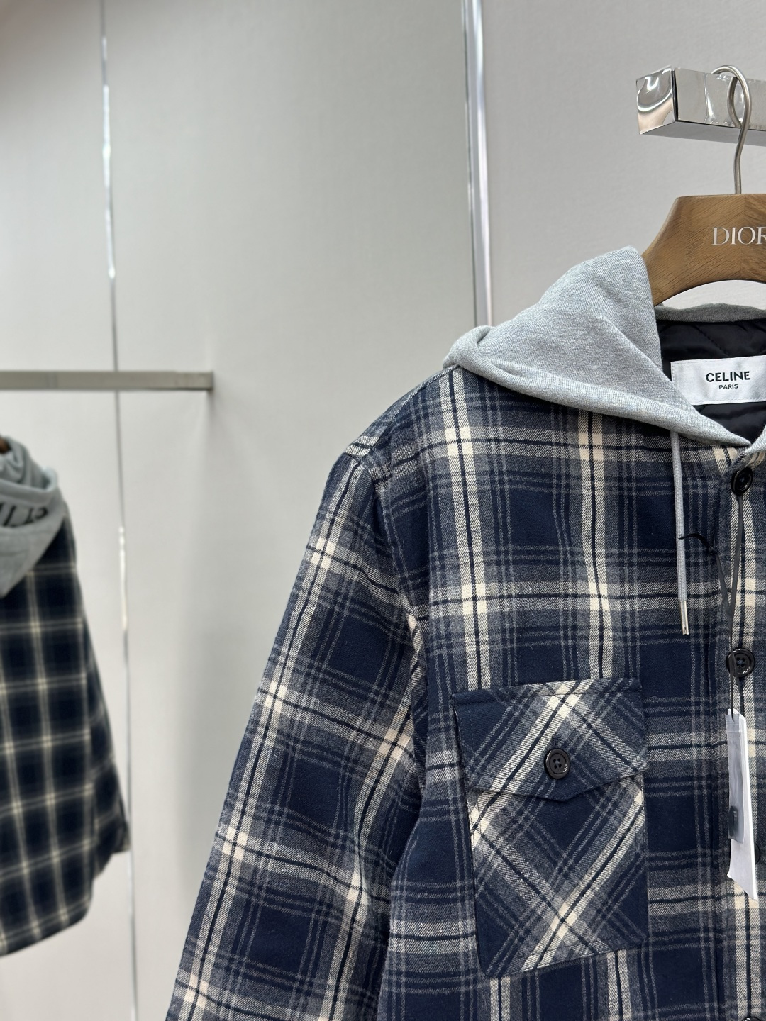 CELINE  Fall/Winter 2025 Checked Cashmere Hooded Jacket