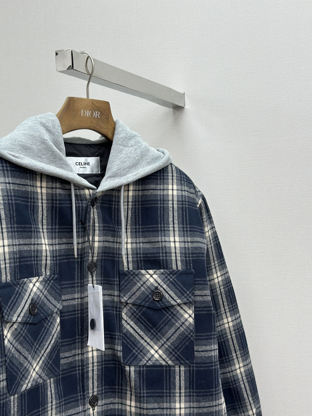 CELINE  Fall/Winter 2025 Checked Cashmere Hooded Jacket