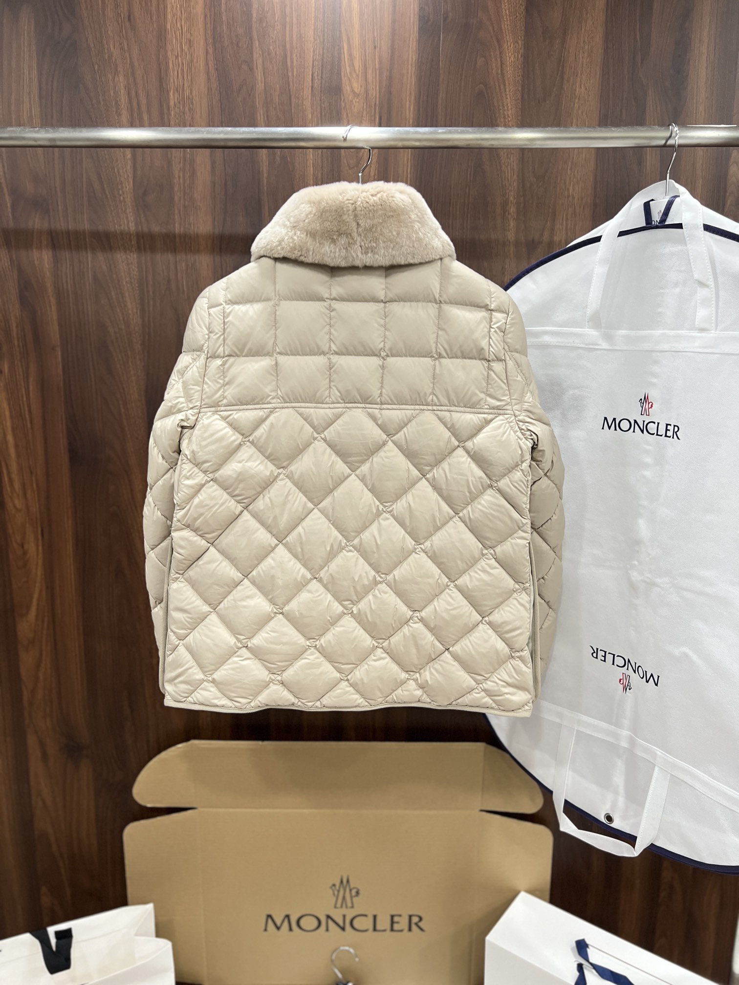 Moncler Quilted Fur-Collar Down Jacket