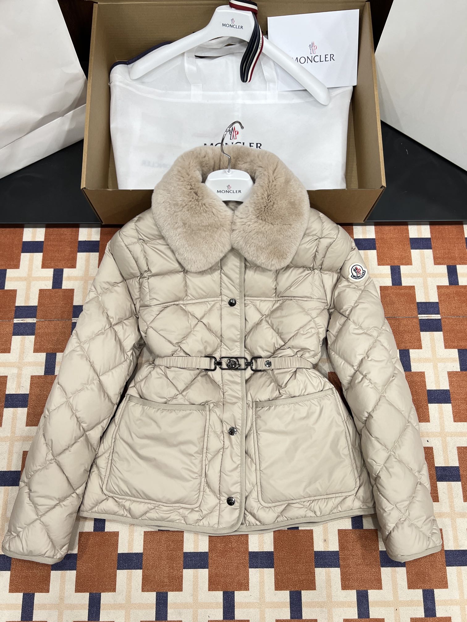 Moncler Quilted Fur-Collar Down Jacket