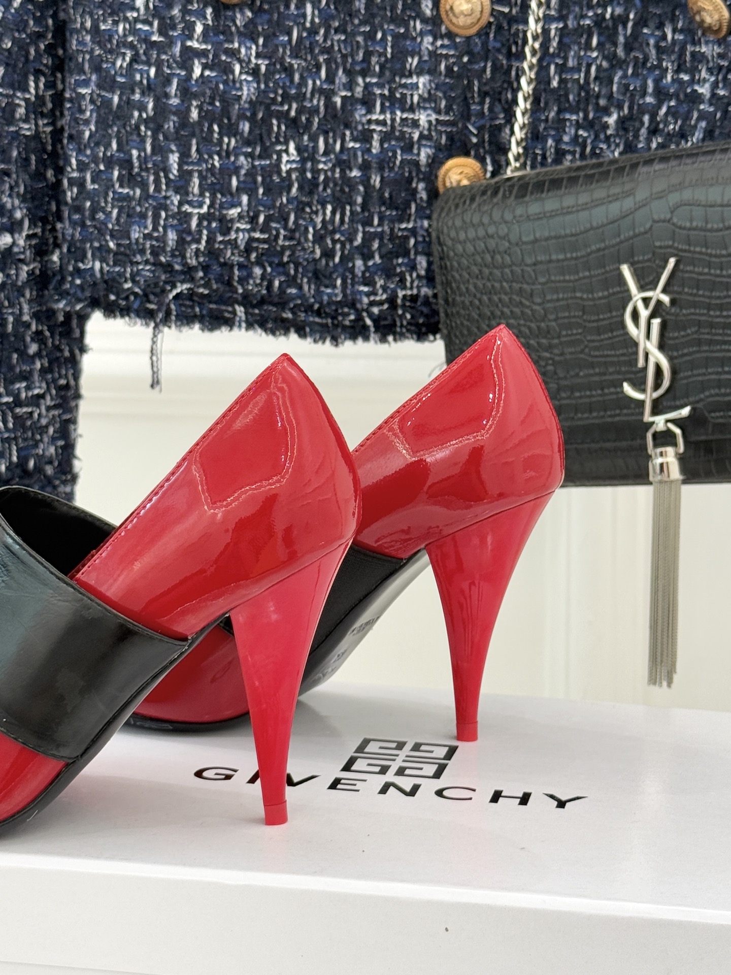 Givenchy Sliced Square GIVENCHY Tape Pumps in Patent Leather