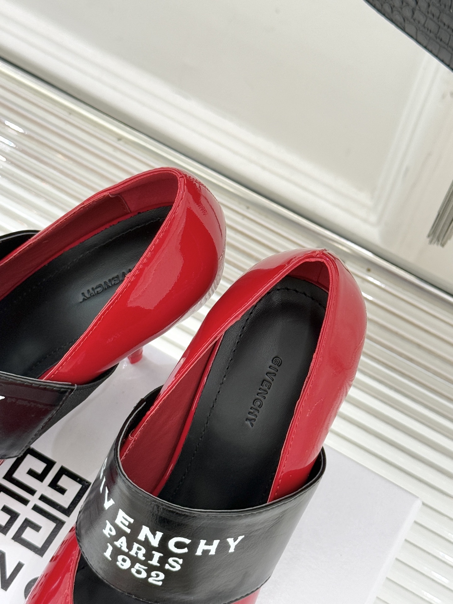 Givenchy Sliced Square GIVENCHY Tape Pumps in Patent Leather