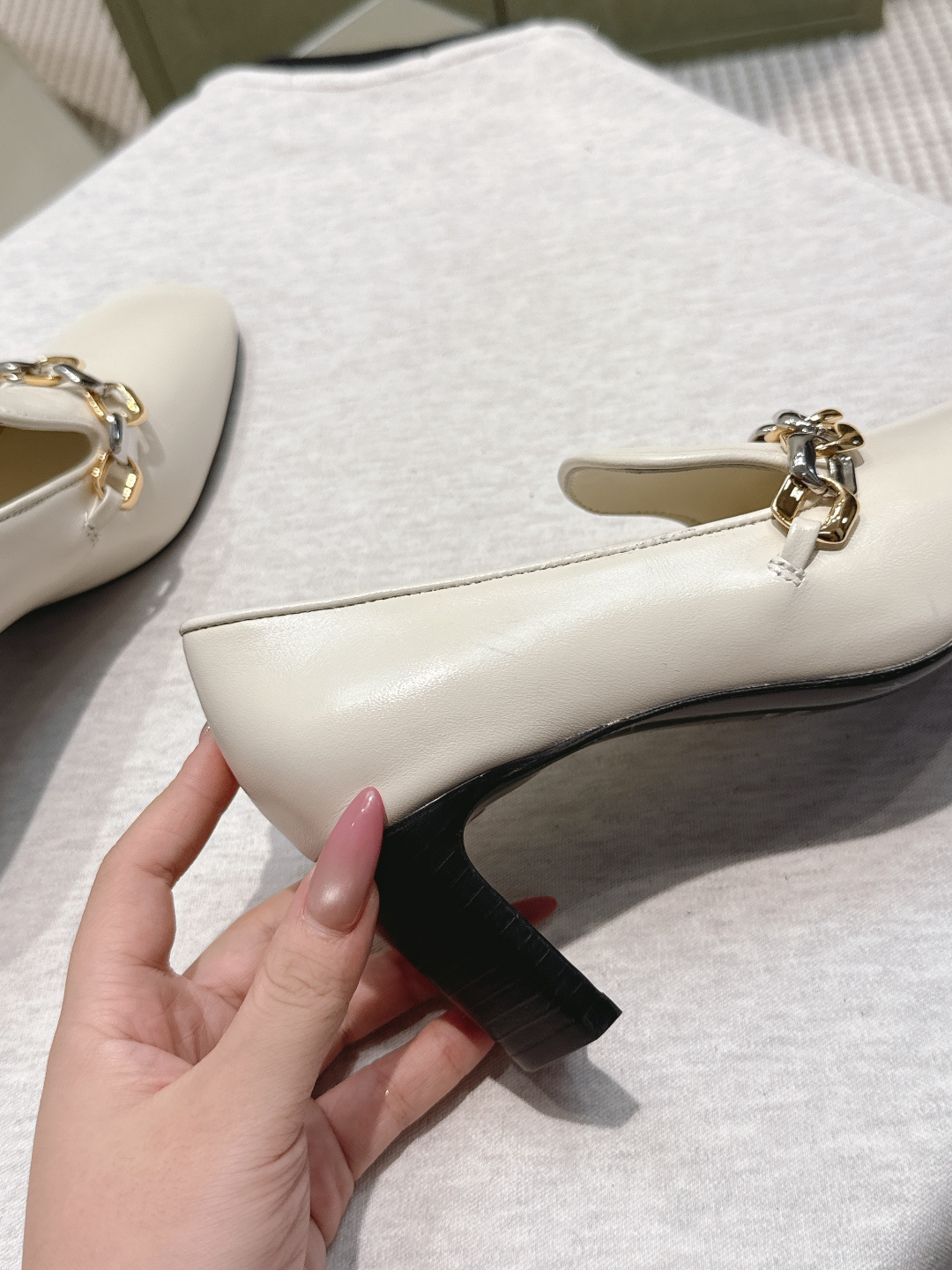 Givenchy JIL SANDER Two-Tone Chain-Decorated Square-Toe Leather Loafers