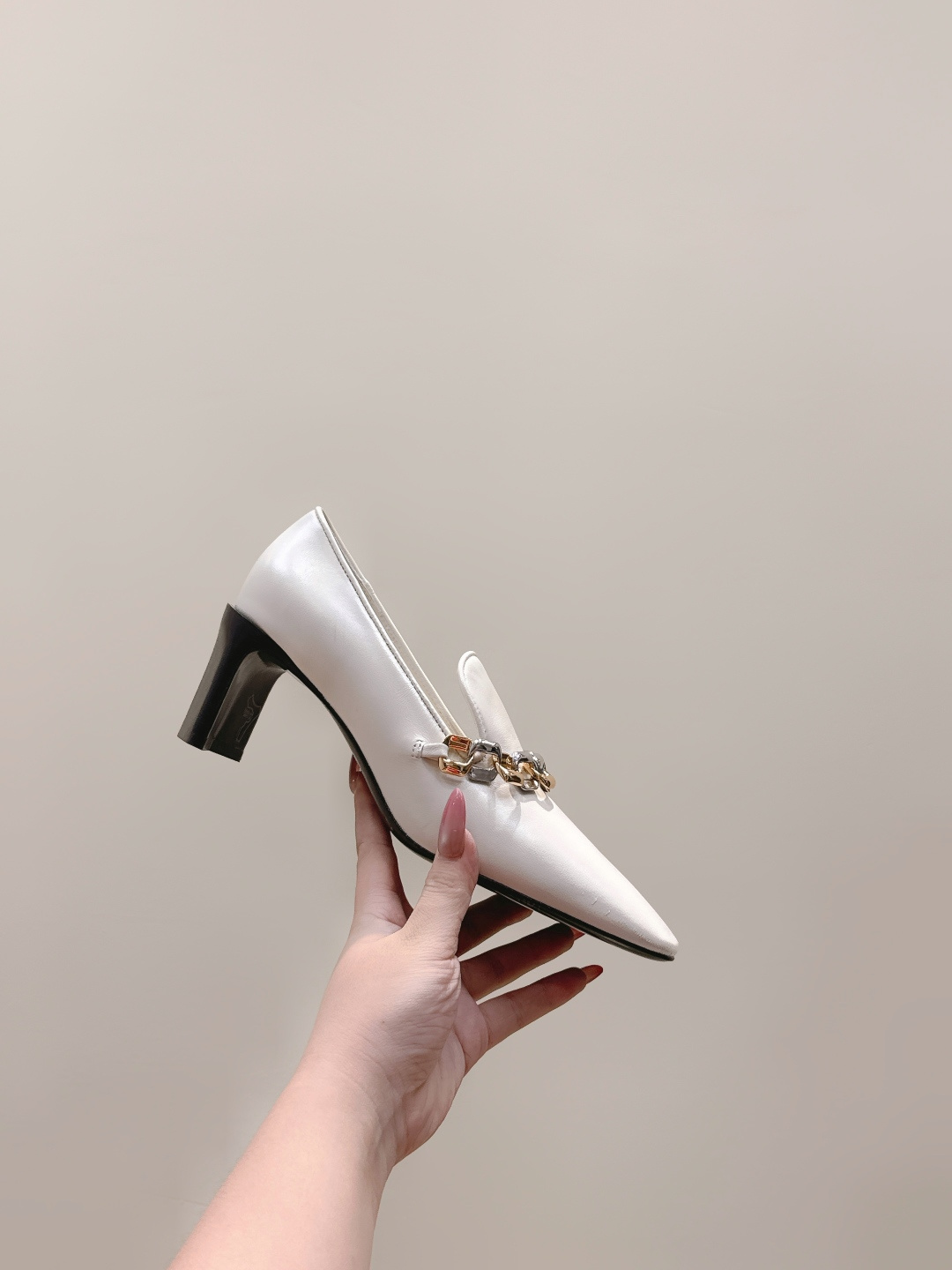 Givenchy JIL SANDER Two-Tone Chain-Decorated Square-Toe Leather Loafers