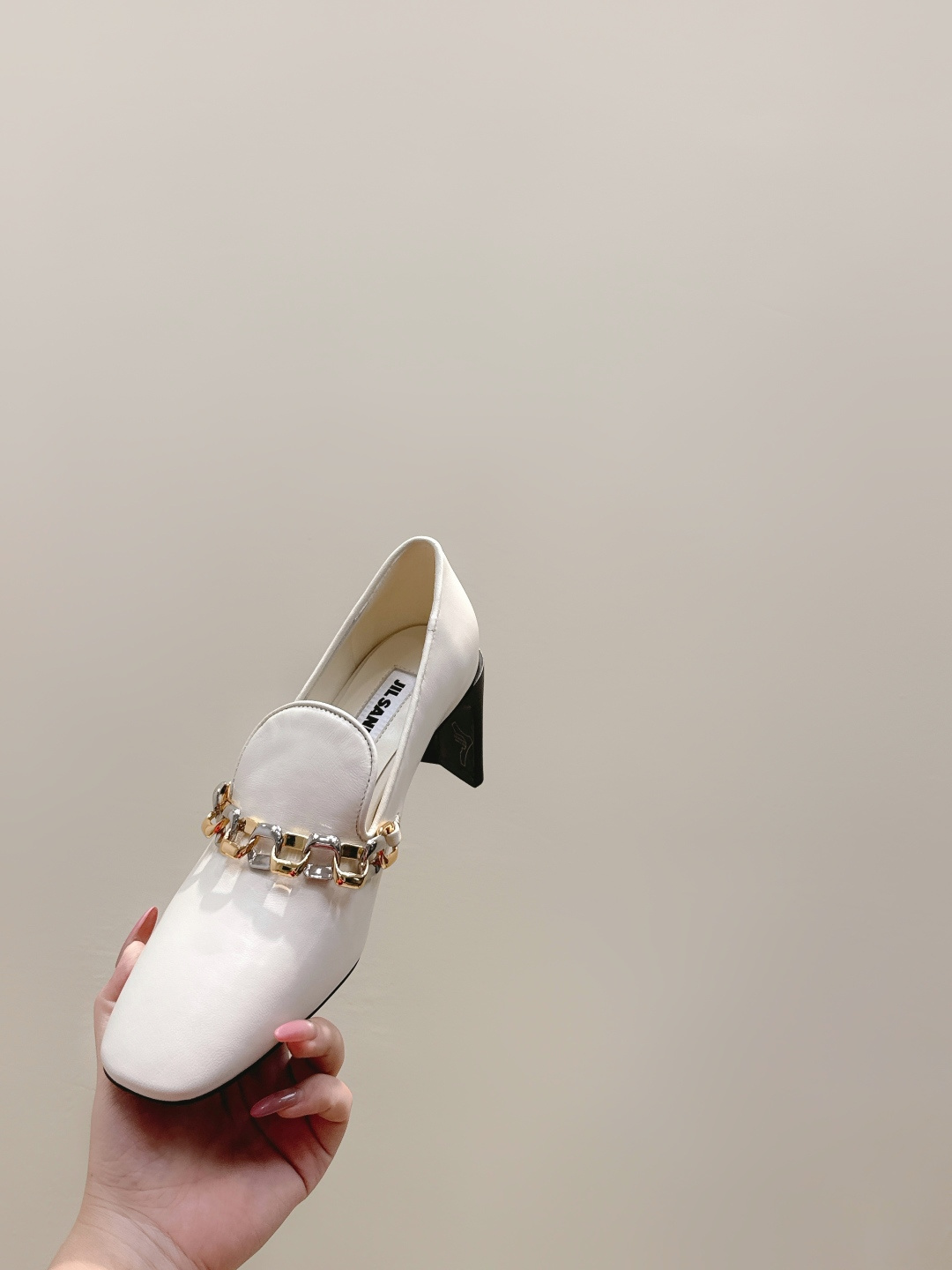 Givenchy JIL SANDER Two-Tone Chain-Decorated Square-Toe Leather Loafers