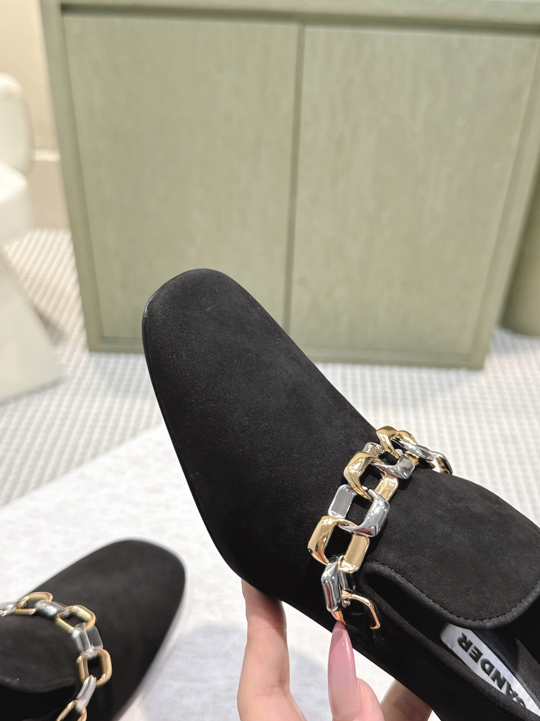 GivenchyJIL SANDER Square-Toe Suede Loafers with Two-Tone Chain Embellishment