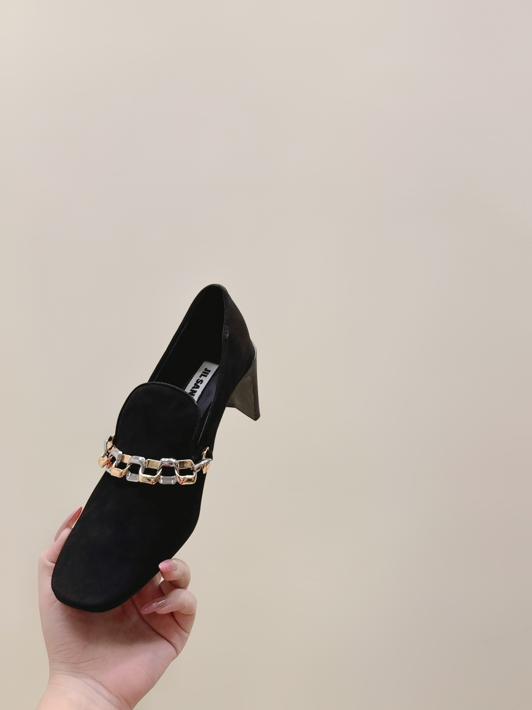GivenchyJIL SANDER Square-Toe Suede Loafers with Two-Tone Chain Embellishment